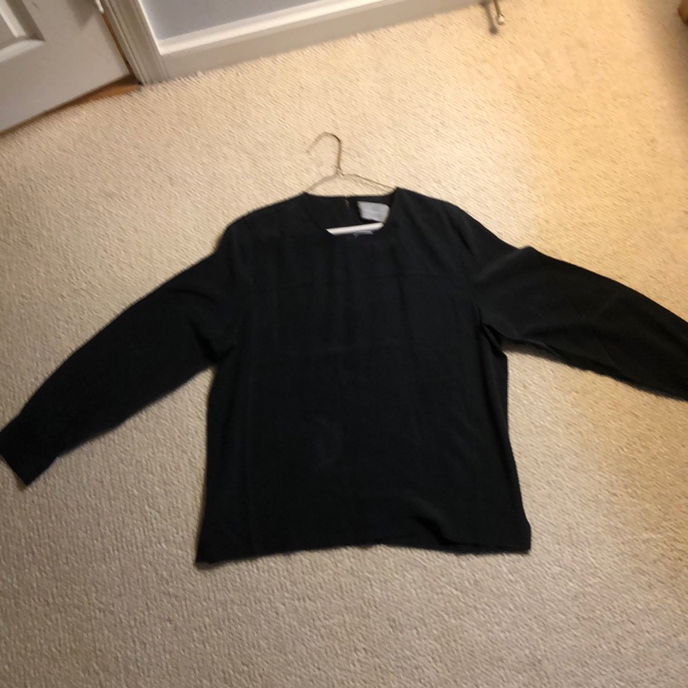Everlane Black Silk Long Sleeve Blouse